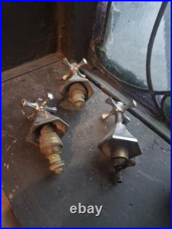 Superb Pair Of Art Deco Chrome Plated Taps Heavy Brass Very Rare Item & Design