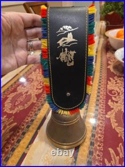 Swiss Switzerland Brass Cow Bell With Leather Strap Very Nice Rare 12