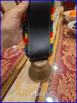 Swiss Switzerland Brass Cow Bell With Leather Strap Very Nice Rare 12