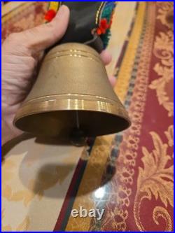 Swiss Switzerland Brass Cow Bell With Leather Strap Very Nice Rare 12