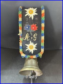 Swiss Switzerland Brass Cow Bell With Strap Very Nice Rare Huge 22 Tall