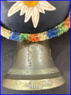 Swiss Switzerland Brass Cow Bell With Strap Very Nice Rare Huge 22 Tall