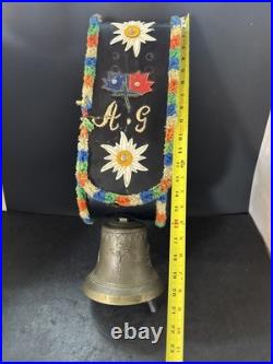 Swiss Switzerland Brass Cow Bell With Strap Very Nice Rare Huge 22 Tall