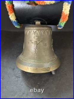 Swiss Switzerland Brass Cow Bell With Strap Very Nice Rare Huge 22 Tall