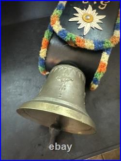 Swiss Switzerland Brass Cow Bell With Strap Very Nice Rare Huge 22 Tall