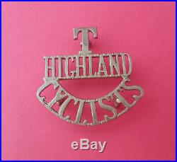 T Highland Cyclist Solid Brass Shoulder Title Very Rare