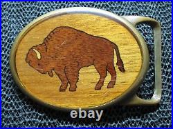 TECH ETHER x VON WEST BUFFALO WOOD BRASS HIPPIE BELT BUCKLE! VINTAGE! VERY RARE