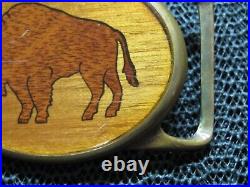 TECH ETHER x VON WEST BUFFALO WOOD BRASS HIPPIE BELT BUCKLE! VINTAGE! VERY RARE