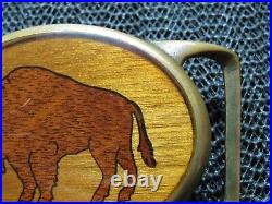 TECH ETHER x VON WEST BUFFALO WOOD BRASS HIPPIE BELT BUCKLE! VINTAGE! VERY RARE