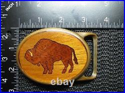 TECH ETHER x VON WEST BUFFALO WOOD BRASS HIPPIE BELT BUCKLE! VINTAGE! VERY RARE