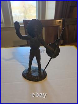 TIFFANY NEW YORK Solid Brass Sculpture THE CHIEF Indian By Ralph McCoy Very Rare