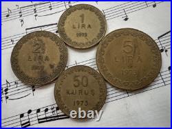 TURKEY Istanbul 1973 Bayrampasa Prison ½ + 1 + 2½ + 5 Lira Brass VERY RARE SET