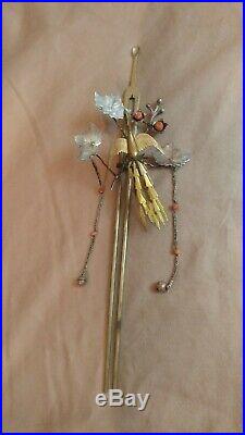 TWO (2) ANTIQUE JAPANESE KANZASHI Very rare beautiful set Silver Brass Coral