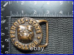 Tech Ether Ferris State College Bulldogs Brass Belt Buckle! Vintage! Very Rare