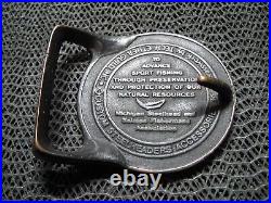 Tech Ether Guild Michigan Steelheaders Brass Belt Buckle! Vintage! Very Rare! Us