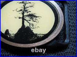 Tech Ether Pebble Beach Lone Cypress Brass Hippie Belt Buckle! Vintage Very Rare