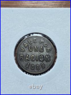 Token Caribbean Banes Fruit Company 1 Racion 1888, Brass, 20 Mm, Very Rare