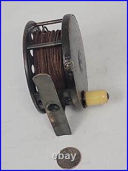Transitional Brass Hardy Perfect 3 3/4 fishing reel c. 1896 Wide Drum Very RARE