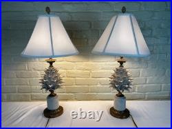 Two Pineapple Lamps Stone and Brass, Artisan Masterpieces, Very rare