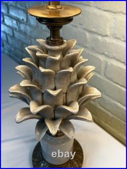 Two Pineapple Lamps Stone and Brass, Artisan Masterpieces, Very rare