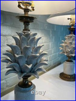 Two Pineapple Lamps Stone and Brass, Artisan Masterpieces, Very rare