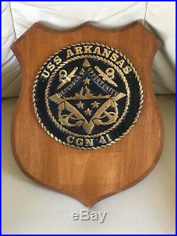USS ARKANSAS CGN-41 VTG Heavy Bronze/Brass Medallion 6.5 Dia Plaque Very RARE