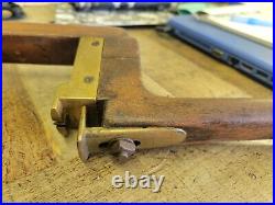 Unique Wood & Brass Molding Plane Dual Groove Planer Very Rare Xtra Nice