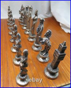 Unknown Origin/Year Brass and Metal Chess Pieces Very Rare Complete