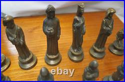 Unknown Origin/Year Brass and Metal Chess Pieces Very Rare Complete