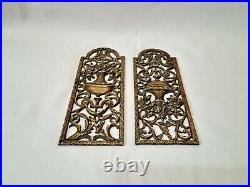 Unusual & very rare pair of antique cast brass'upper & lower' finger plates