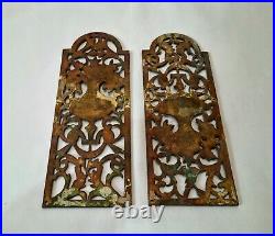 Unusual & very rare pair of antique cast brass'upper & lower' finger plates