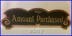 V VERY RARE OLD Sm Three-Hump Brass Nat'l Mdl 5 Candy Store Cash Register Sign