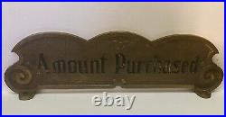 V VERY RARE OLD Small Three-Hump Brass National Barber Shop Cash Register Sign