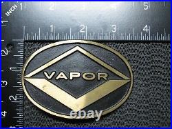 VAPOR BRASS BELT BUCKLE! VINTAGE! VERY RARE! 1980s! WEED BUD MARIJUANA VAPE 420