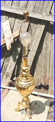 VERY RARE 12 LB TRIPOD Solid Brass 31.5 VTG TESTED Table Lamp Brand URN