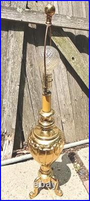 VERY RARE 12 LB TRIPOD Solid Brass 31.5 VTG TESTED Table Lamp Brand URN