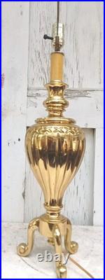 VERY RARE 12 LB TRIPOD Solid Brass 31.5 VTG TESTED Table Lamp Brand URN
