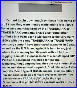 VERY RARE 1800'S BRASS FINGER PRONG CUFFLINKS With GLASS & STONE FLORAL DESIGN