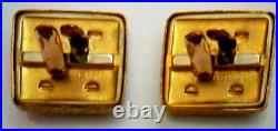 VERY RARE 1800'S BRASS FINGER PRONG CUFFLINKS With GLASS & STONE FLORAL DESIGN