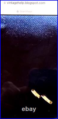 VERY RARE 1800'S BRASS FINGER PRONG CUFFLINKS With GLASS & STONE FLORAL DESIGN