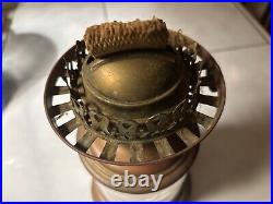 VERY RARE 1800's solid brass oil lamp with frosted and etched globe and base