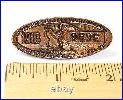 VERY RARE 1913 Chaffeur Badge Copper, Brass, Gold Greenduck Co. Illinois