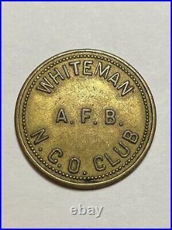 VERY RARE 1950's Whiteman AFB NCO Club Token 50c Brass Less Than 50 Known