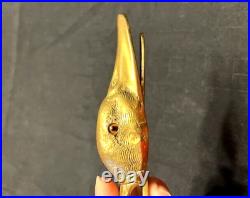 VERY RARE ANTIQUE BRASS GLASS EYED DUCK Hangs on Wall Holds Notes, Receipts