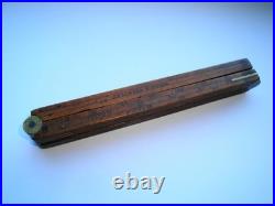 VERY RARE ANTIQUE WANTSON BOTTLE BREWERY RULER J LONG LONDON c1820 WOOD & BRASS