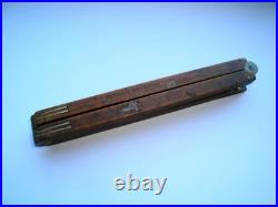 VERY RARE ANTIQUE WANTSON BOTTLE BREWERY RULER J LONG LONDON c1820 WOOD & BRASS