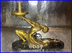 VERY RARE ARTDECO FRANKART STYLE RONSON NUDE LAMP SOLID BRASS 1912 Pat. 14x11x5