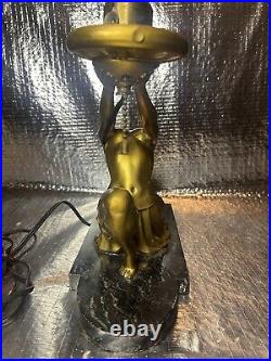 VERY RARE ARTDECO FRANKART STYLE RONSON NUDE LAMP SOLID BRASS 1912 Pat. 14x11x5