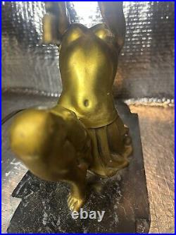 VERY RARE ARTDECO FRANKART STYLE RONSON NUDE LAMP SOLID BRASS 1912 Pat. 14x11x5