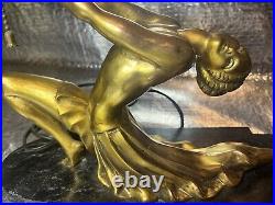 VERY RARE ARTDECO FRANKART STYLE RONSON NUDE LAMP SOLID BRASS 1912 Pat. 14x11x5